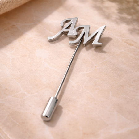 Handmade 925 Sterling Silver Initial Letter Brooch Pin